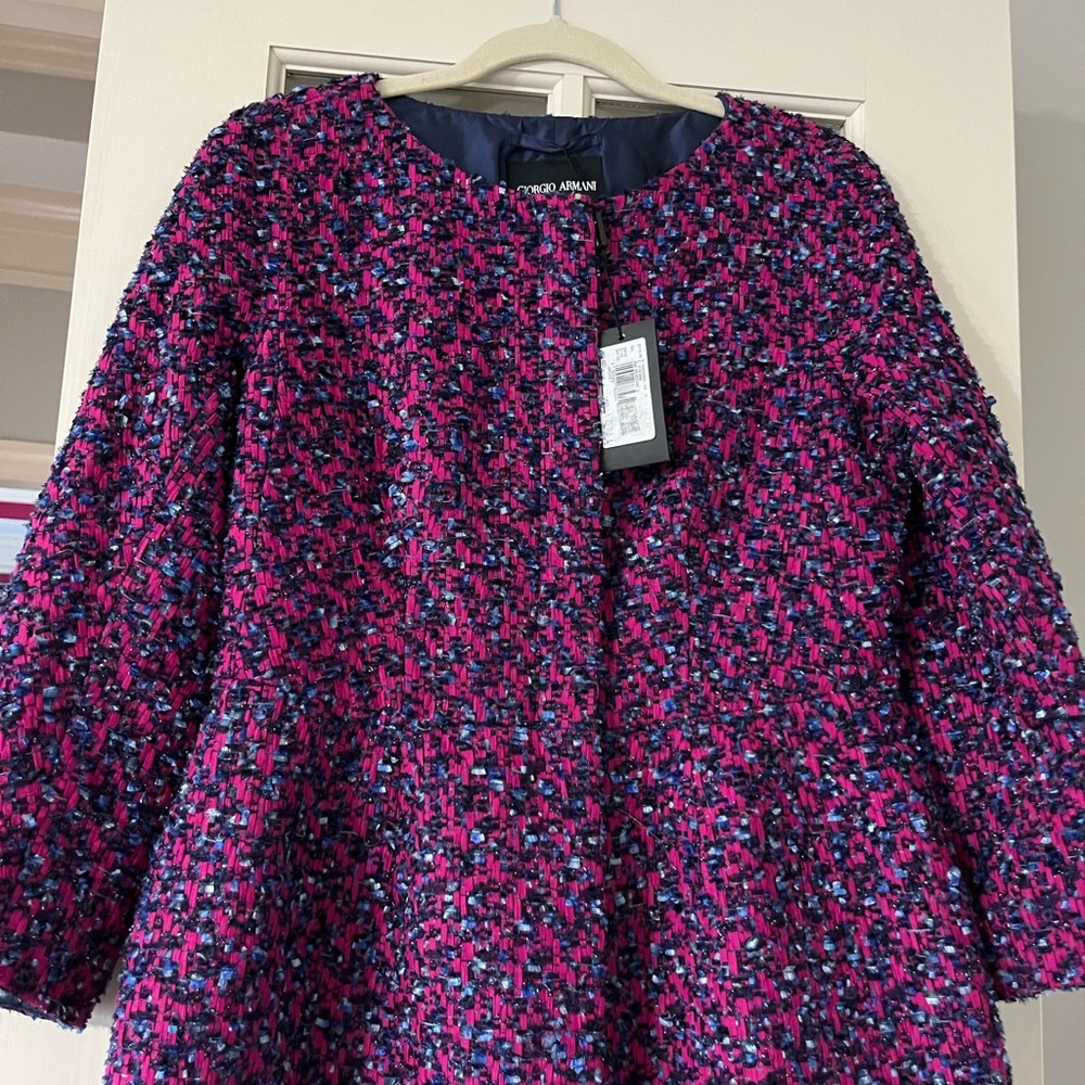 Gorgeous vintage Giorgio Armani tweed jacket, size EU 40, pink /cobalt